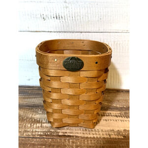 Vintage Peterboro Handcrafted Wood Basket 6.625" x 6" USA Rustic Farmhouse Decor